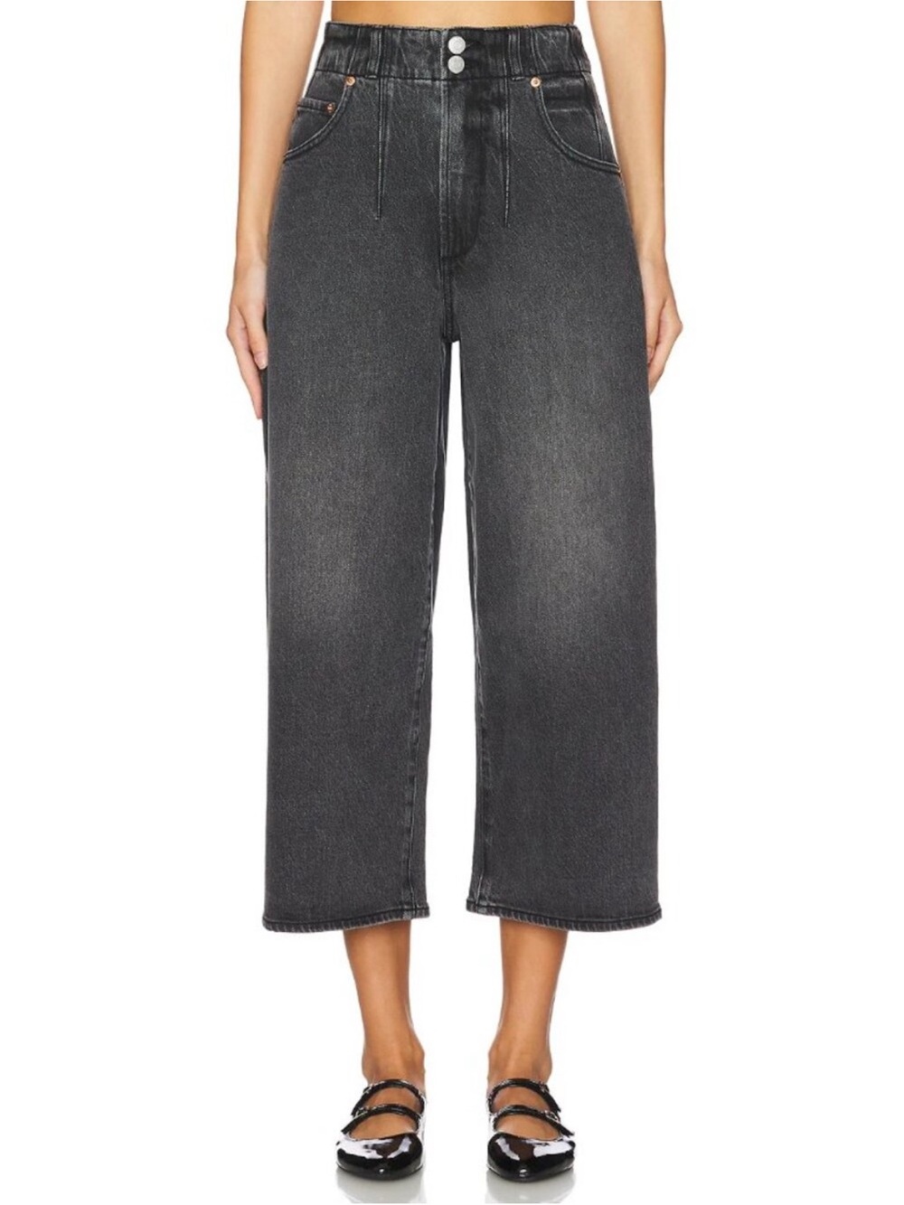 Pistola Jeans Scarlett High Rise Wide Leg Gaucho Black Revolve NWT 26 - Picture 2 of 10